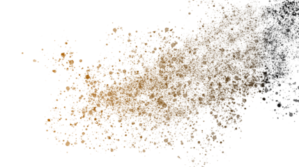 Dust and sand clouds on transparent background. Realistic dust clouds. Brown crumbly ground smoke effect, environmental pollution.