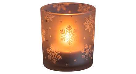 Candle holder with snowflake pattern isolated on transparent background for winter