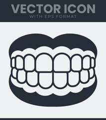 Open mouth full teeth dental icon vector graphic