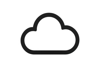 Cloud computing icon outline symbol illustrating data storage network, hosting, and information technology with transparent background