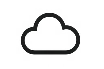 Cloud computing icon outline symbol illustrating data storage network, hosting, and information technology with transparent background