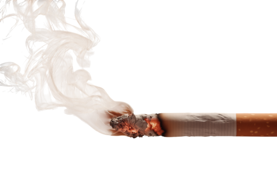 Smoke rises from a glowing cigarette as it burns slowly in a quiet setting with a minimalistic background Generative AI