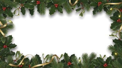  merry christmas and happy new banner design with realistic green decoration with space for copy , created with generative ai