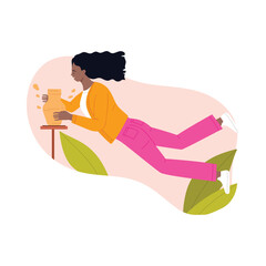 Creative woman making pottery as a relaxing art hobby on an isolated white background vector illustration