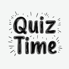 Vector SVG Illustration of Quiz Time Text with Hand Drawn Style and Radiating Line Accents in Modern Minimalist Design
