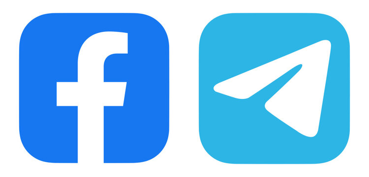 Facebook Telegram Logos Icons Vector Illustration