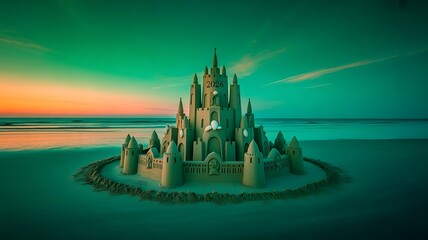 Sandcastle 2026: Sunrise Beach New Year, banner, poster, webheader template, created with generative ai