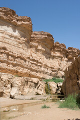 Tamerza canyon and  seasonal waterfall. Tunisia