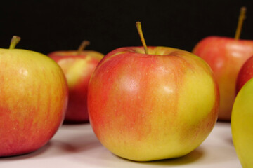Ripe juicy red and yellow apples