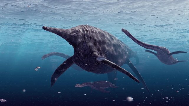 shonisaurus with plesiosaurus
