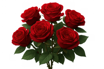 Red roses bouquet on transparent background symbolizing love, romance, valentine's day, and appreciation