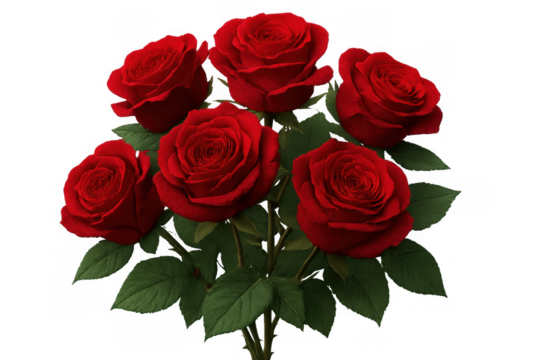 Red roses bouquet on transparent background symbolizing love, romance, valentine's day, and appreciation