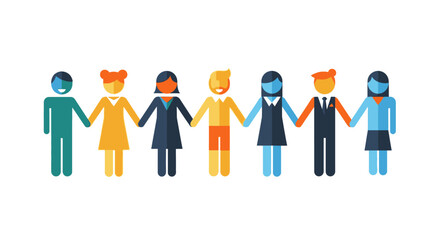 Diverse group of people holding hands together for unity.