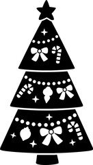 Retro Christmas tree silhouette vector.
Holiday pine tree.
Transparent background. SVG.