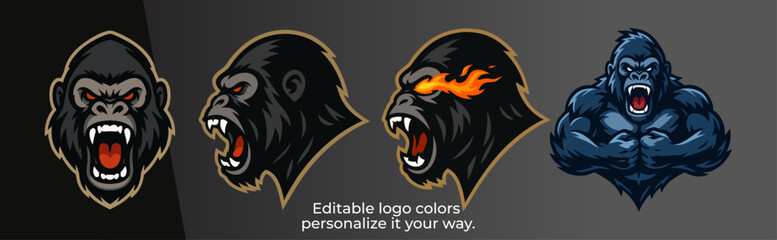 Angry Gorilla Head &ndash; Modern Esport Mascot Logo Vector for Gaming and Sports Team Identity