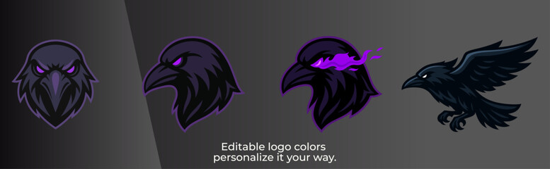 Angry Raven Head &ndash; Modern Esport Mascot Logo Vector for Gaming and Sports Team Identity