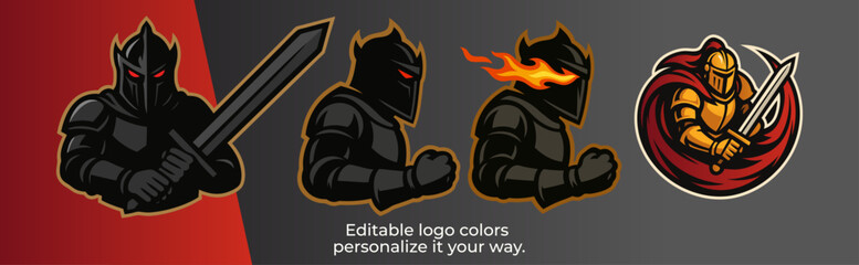 Fierce Knight Mascot Logo for Esports and Gaming Team – Medieval Warrior Vector Emblem Design