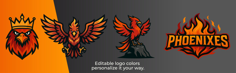 Fierce Phoenix Mascot Logo for Esports and Gaming Team – Fire Bird Vector Emblem Design