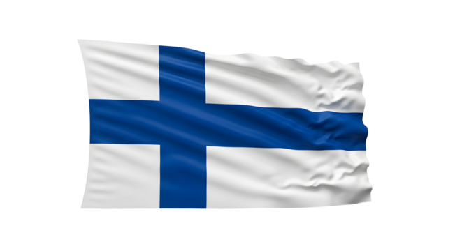 Waving Finnish Flag isolated png transparent background