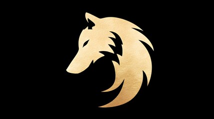 Minimalist gold wolf logo, powerful and elegant design on a clean background. Concept: Branding, luxury logo design, strength and leadership symbol, modern elegant aesthetics, premium brand identity.