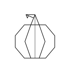 Origami pumpkin. Folded paper sheets, polygonal geometric shapes. Thanksgiving or halloween concept. Line icon. Vector illustration.