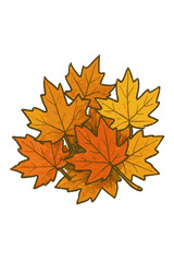 Obraz premium Maple leaves, autumn mood, colorful pile of leaves in shades of orange and yellow, copy space