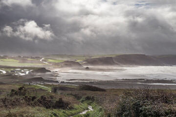Widemouth Bay on a stormy winters day