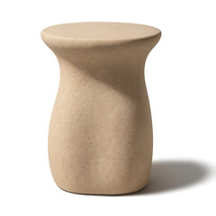 Smooth Sand-Colored Stone Pedestal with Natural Light Shadow — Organic Display Base for Eco-Friendly Product Mockups, Isolated on Transparent Background