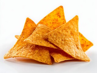 Corn chips nachos on white background