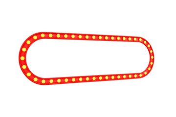 Obraz premium Rectangle red frame with yellow bulbs for invitation or banner 