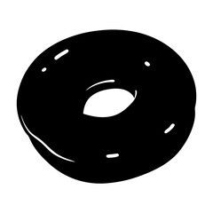 Fototapeta premium Vector art of a delectable black donut, showcasing its smooth, glossy surface and inviting circular shape, tempting with its sweet allure
