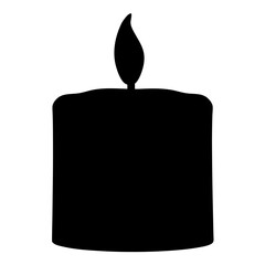 Vector art of a black candle with a bright flame, symbolizing warmth, remembrance, and hope in the darkness, creating a serene atmosphere
