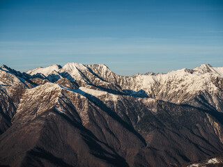 Winter mountain landscape, snowy peaks