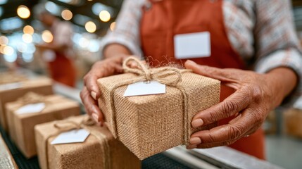 People holding beautifully wrapped gift boxes