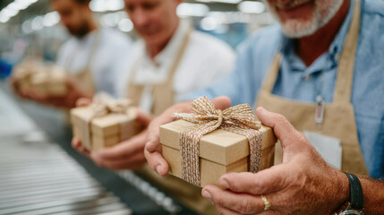 People holding beautifully wrapped gift boxes