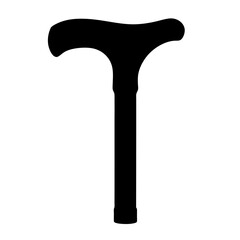 Vector art of silhouette of a walking stick, representing mobility aid, support, and assistance for elderly or disabled individuals for stability