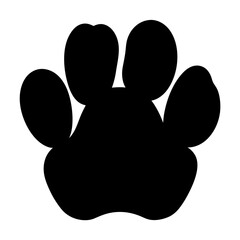 Vector art of black silhouette of a paw print, representing animal tracks, nature, and wildlife with its distinct and recognizable form