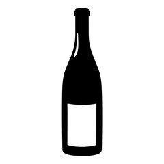 Vector art of sophisticated wine bottle silhouette with a blank label, offering a customizable space for branding and product information