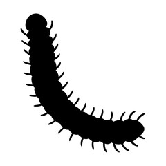 Vector art of centipede silhouette, displaying its elongated body, numerous legs, and segmented structure, creating a striking visual contrast