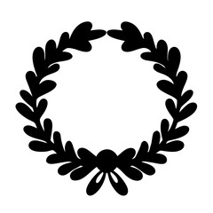 Vector art of a decorative wreath with leaves and a bow, , perfect for adding a touch of elegance to any design or project
