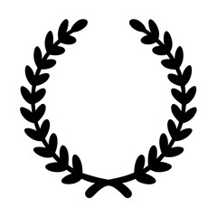 Vector art of laurel wreath silhouette, symbolizing victory, honor, and achievement, with its elegant circular shape and detailed leaf design