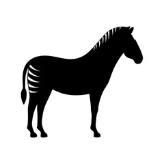 Vector art of striking zebra silhouette, showcasing its iconic stripes and unique pattern, a symbol of the african savanna and wildlife