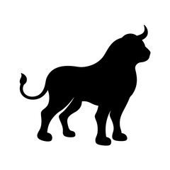 Vector art of silhouette of a bull, showcasing its powerful stance and muscular build in a simple yet striking design