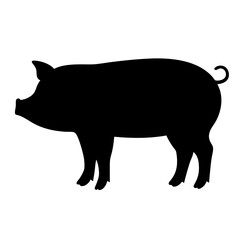 Vector art of silhouette of a pig, showcasing its distinctive features and form, capturing the essence of this farm animal