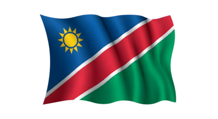 Waving flag of namibia isolated png transparent background