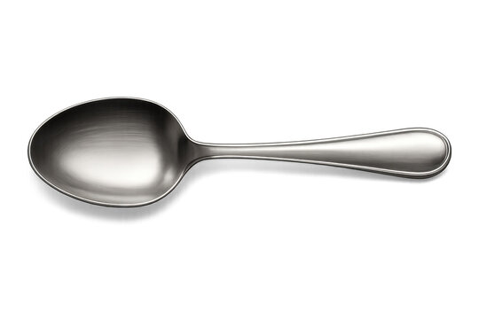 Stainless steel spoon on transparent background