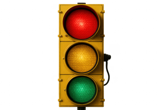 Traffic light showing red yellow green signals