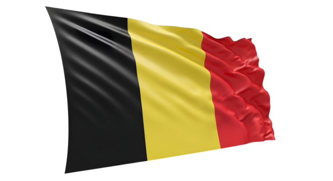 Waving Belgium Flag 3d rendered isolated png transparent background