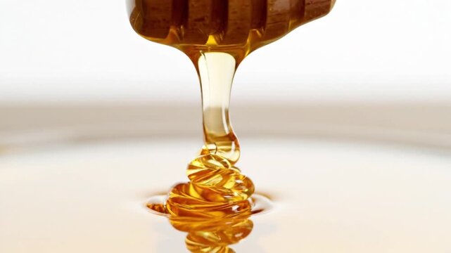 honey dripping from a wooden spoon