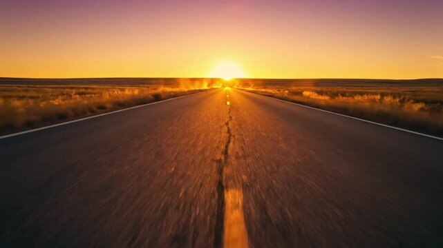 sunset on the road